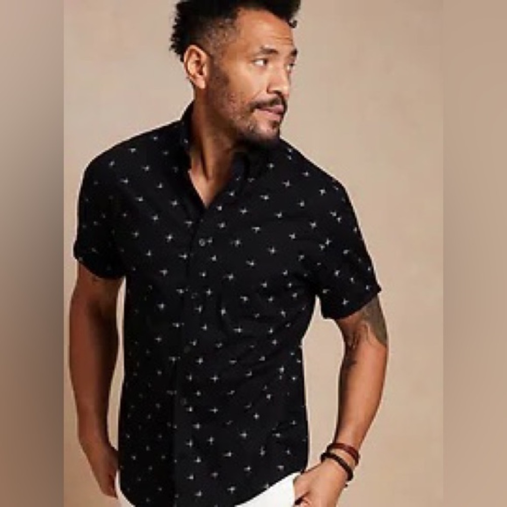 Banana Republic Slim Organic Cotton Shirt - XL / Black